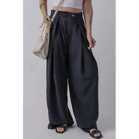 'Keturah' Pleated Wide Leg Pants - Celes Fashion